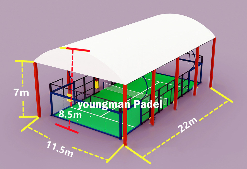 ¿Cuál es el tamaño y las dimensiones del techo de la Canchas de Pádel ?