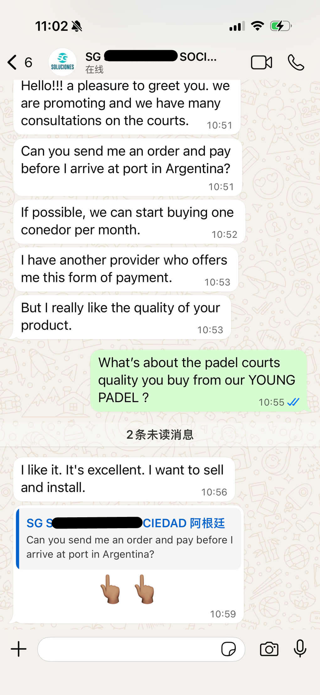 Cliente argentino elogia nuestra calidad